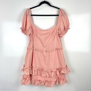 MAJORELLE Vendetti Polka Dot Ruffle Mini Dress Puff Sleeve Women's Size XL